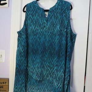 Catherines Teal and Black Sleeveless Tank Tunic